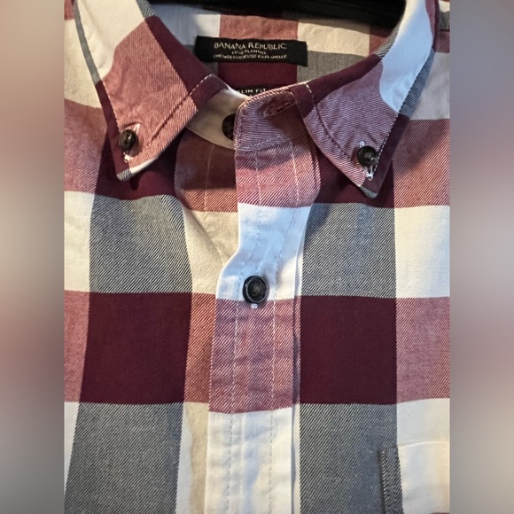 Banana Republic Maroon and White Checkered Shirt men XL - Picture 2 of 5